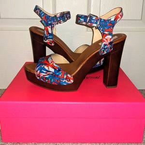 Betsy Johnson Blue Print Platform Sandal 9.5